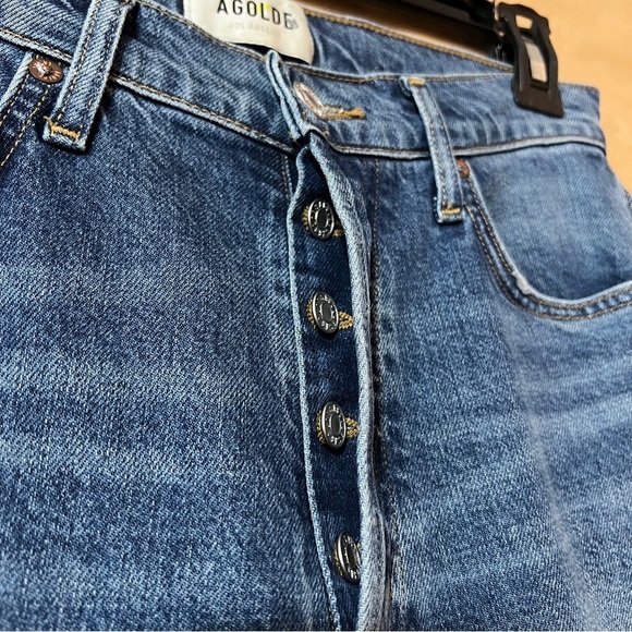 Agolde | Nico High Rise Slim Fit Jeans Limit Wash Denim Button Fly Size 25 - Picture 4 of 11